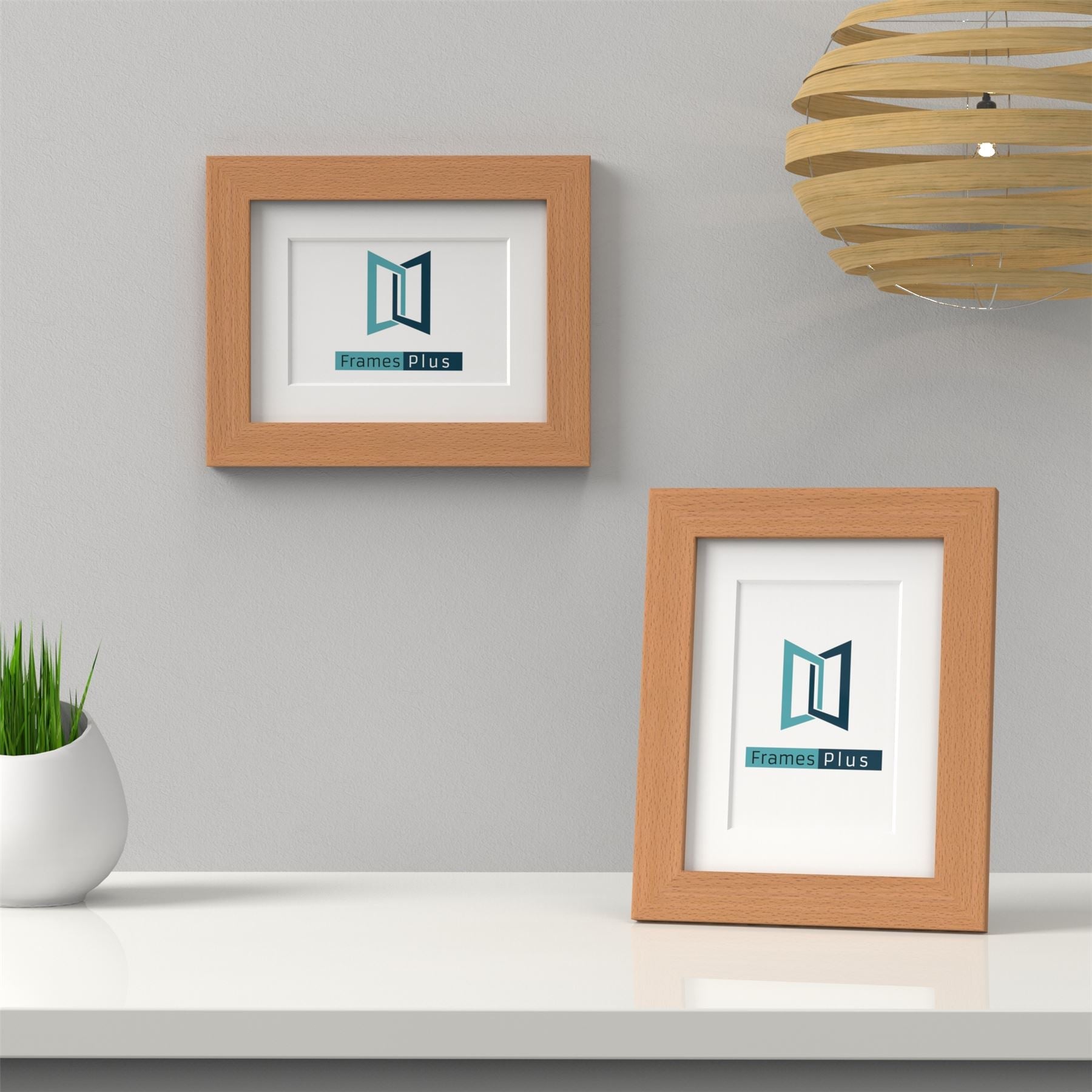 Classic Beech Picture, Photo & Poster Frame with White Mount
