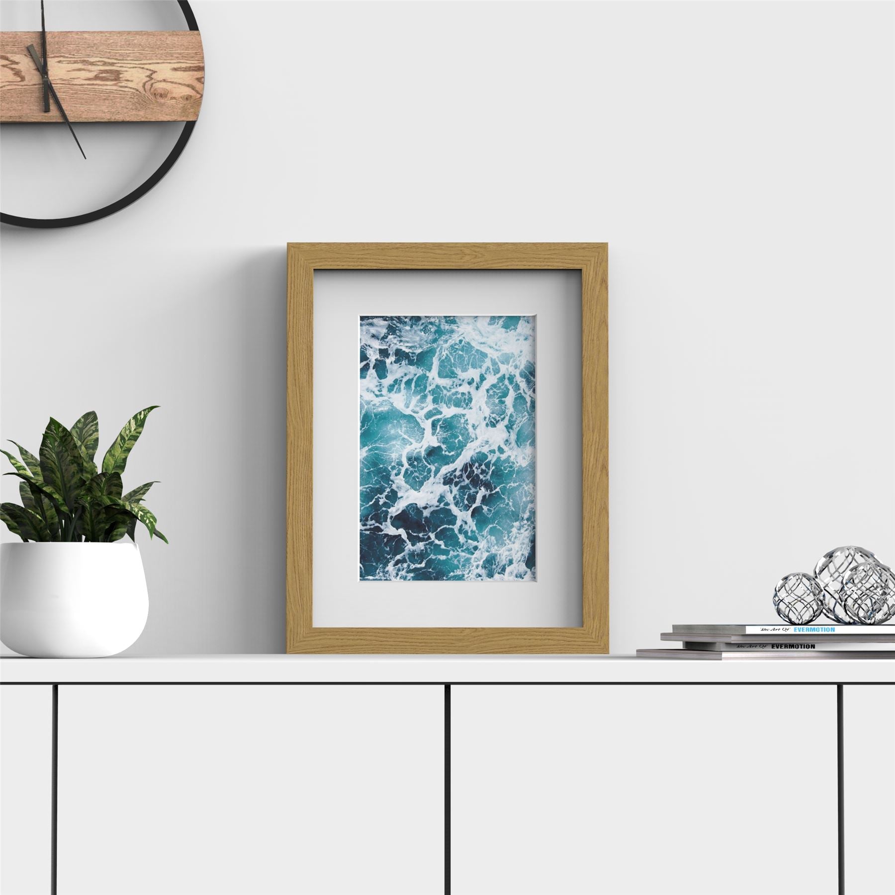 Classic Oak Picture, Photo & Poster Frame with White Mount
