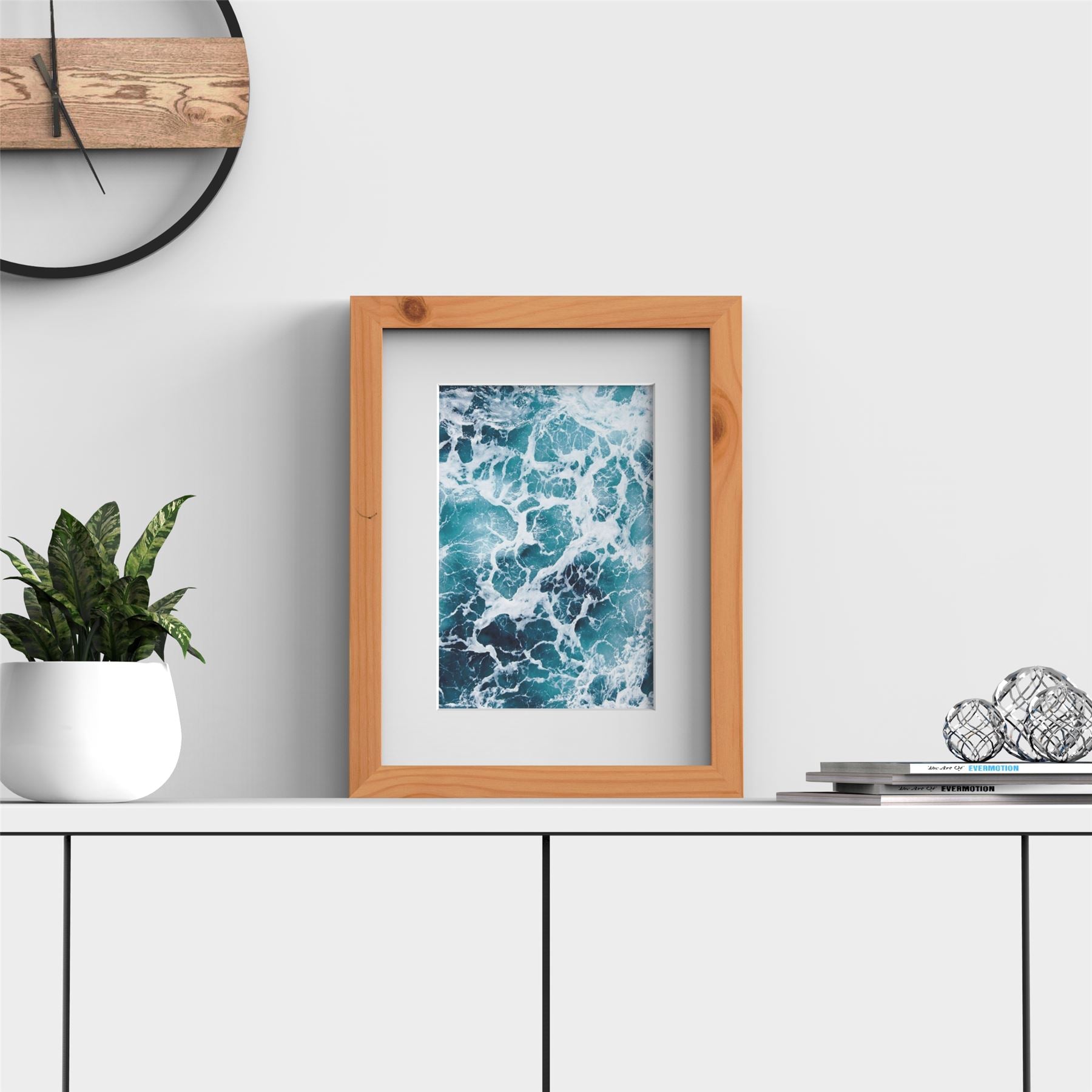 Classic Pine Picture, Photo & Poster Frame with White Mount